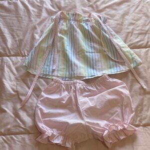 The Beaufort Bonnet Company Pastel Striped and Pink Kids Matching Set